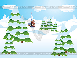 Winter Day Landscape - vector clipart