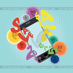 Smartphone with Sale Word - vector image