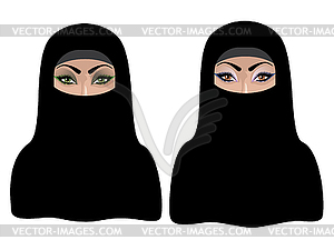 Muslim Woman in Black Hijab - vector clipart