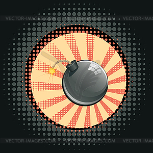 Cartoon Black Bomb - stock vector clipart