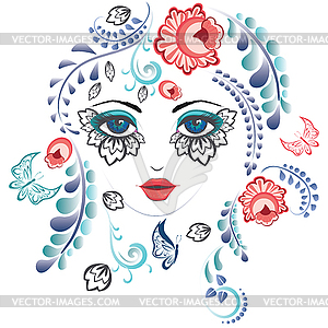 Floral Girl Face - vector clipart