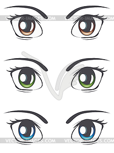 Cartoon Female Eyes Set - vector clip art