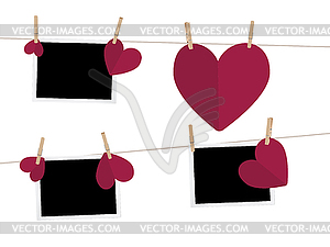 Heart with Film Frame on Rope - royalty-free vector image