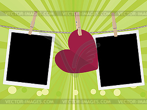 Heart with Film Frame on Rope - vector clipart