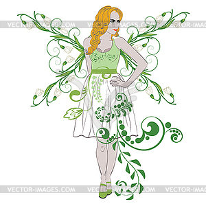 Spring Girl with Flowers - vector EPS clipart