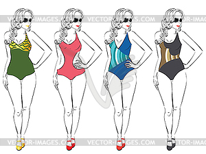 Swimsuit for Pear Body Type - vector clipart