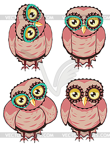 Curious Owl in Teal Glasses - vector clipart