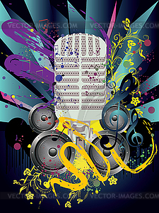 Grunge Speaker and Microphone - vector image
