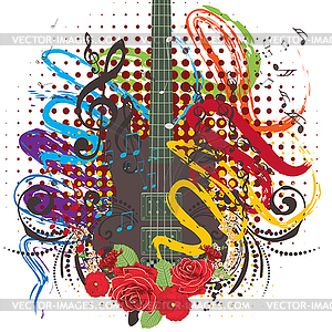 Grunge Guitar - vector image