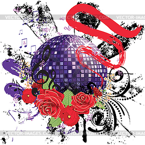 Grunge Purple Disco Ball - vector clipart