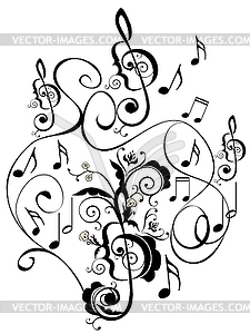 Music Notes Floral Ornament - vector EPS clipart