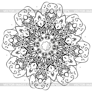 Music Notes Round Floral Ornament - vector clipart