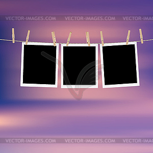 Photo Frames on Rope - vector image