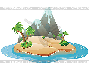 Cartoon Volcano Island - vector image