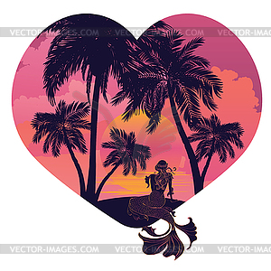 Mermaid tropical life - vector clipart