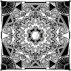 Square black art deco ornament - vector image