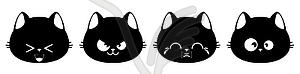 Black cat face expressions - vector image