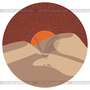 Retro desert dunes - vector clip art