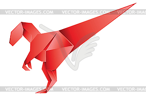 Red origami velociraptor - vector clipart