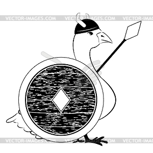 Viking warrior goose - vector clip art