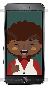 Afro american boy chatting online - vector image