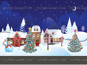 Road to winter village - vector image