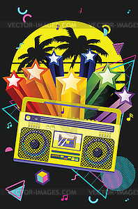 Boombox retro style poster - vector clip art