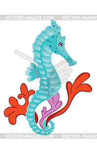 Cartoon sea horse - vector clipart