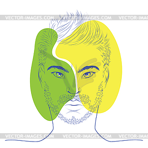 Line art man with shapes - vector clipart