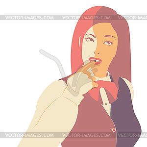 Retro thinking girl - vector EPS clipart