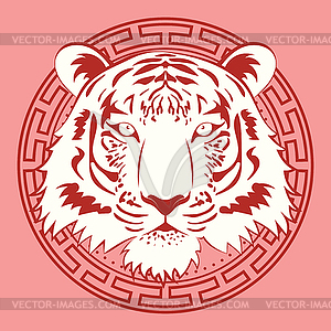 Tiger portrait line art - vector clipart