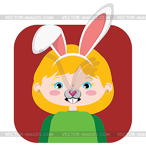 Girl in bunny ears - vector clipart / vector image