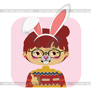 Girl in bunny ears - vector image