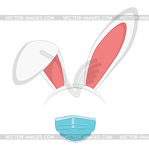 White bunny ears and mask - vector image