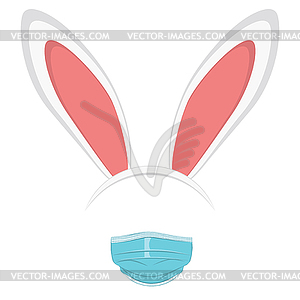 White bunny ears and mask - vector image