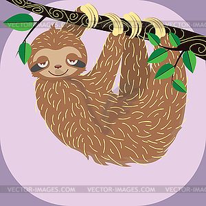 Cute cartoon sloth - vector clip art