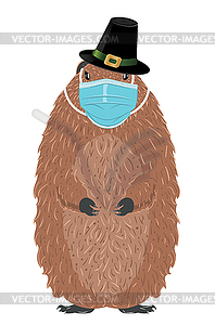 Groundhog in face mask - vector image