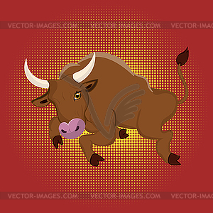 Jumping brown bull - vector image