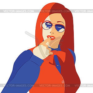 Retro travel woman in sunglasses - vector image