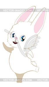 Милый белый кролик с голубыми глазами - иллюстрация в векторе