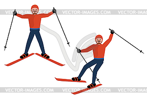 Man riding on ski - vector clip art