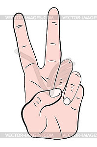Victory hand sign pop art - vector clipart