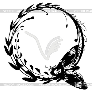 Acherontia atropos butterfly black and white - vector clipart