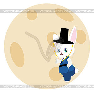 Cartoon bunny in hanbok - vector clipart