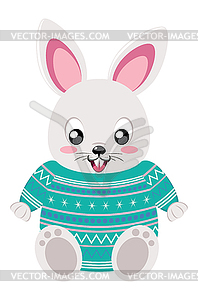 Bunny in winter clothing - vector image