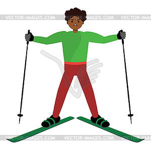 Man riding on ski - vector clip art