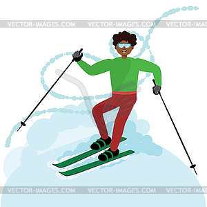 Man riding on ski - vector clip art