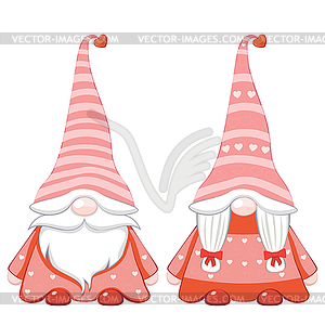 Couple of Valentine gnomes - vector clipart