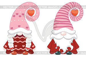 Couple of Valentine gnomes - vector clipart