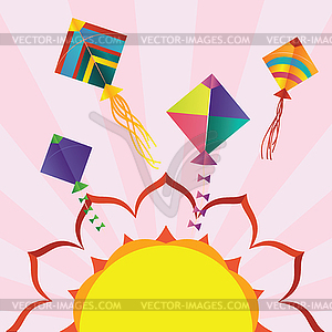 Makar sankranti design with kites - vector clip art